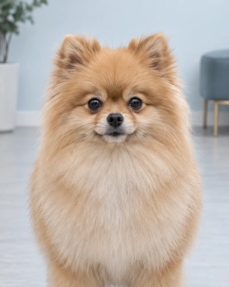 Bakımlı, kabarık tüylü Pomeranian